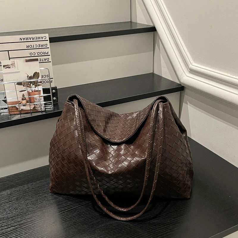 Hobo Bag Woven Leather Spacious Interior Comfortable Shoulder Straps