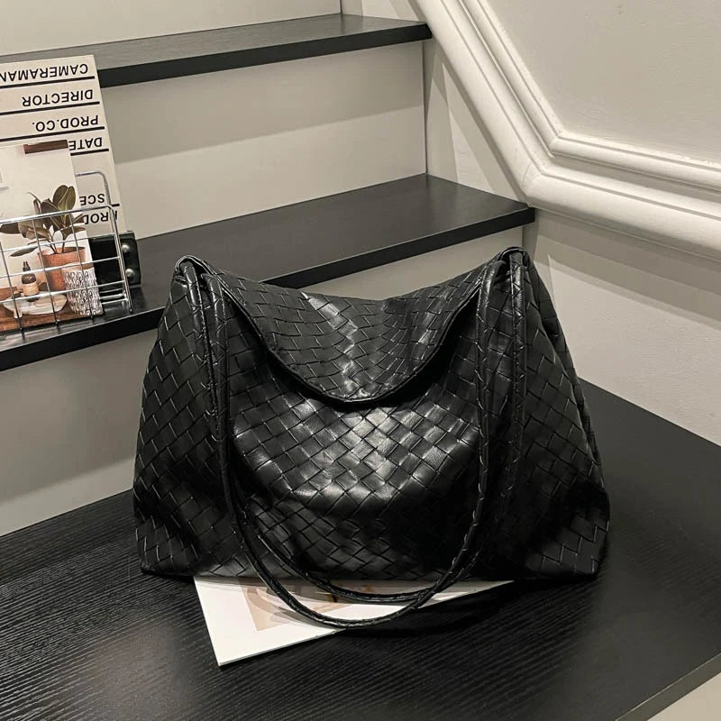 Hobo Bag Woven Leather Spacious Interior Comfortable Shoulder Straps