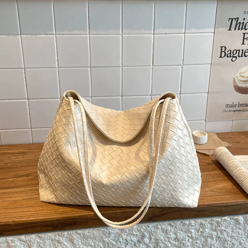 Hobo Bag Woven Leather Spacious Interior Comfortable Shoulder Straps