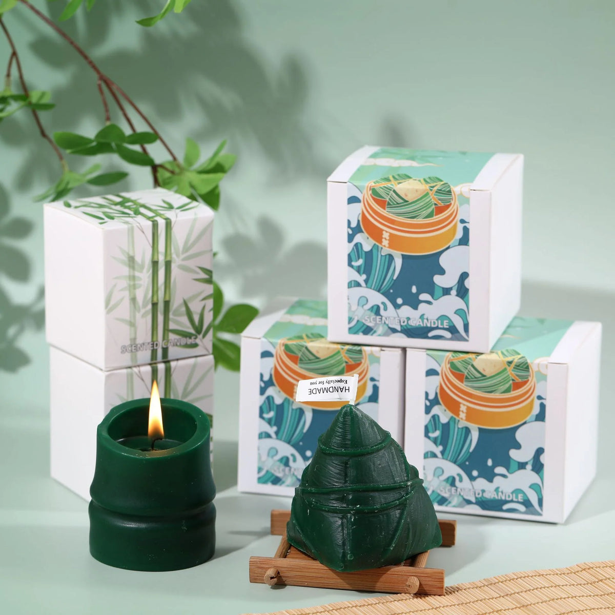 Holiday Candle Hand-Poured Textured Tree Subtle Scent