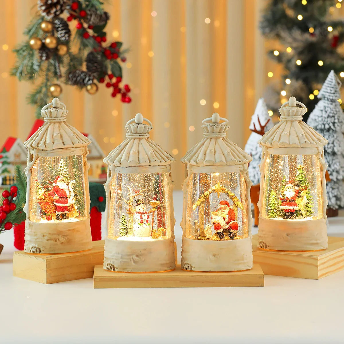 Holiday Lantern Built-In LED Warm Glow Indoor & Outdoor