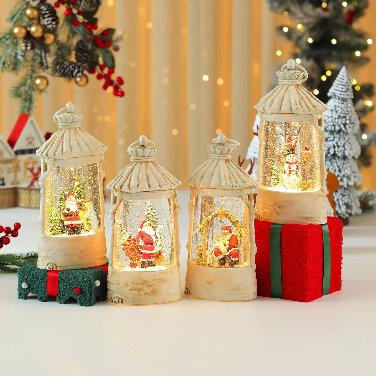 Holiday Lantern Built-In LED Warm Glow Indoor & Outdoor