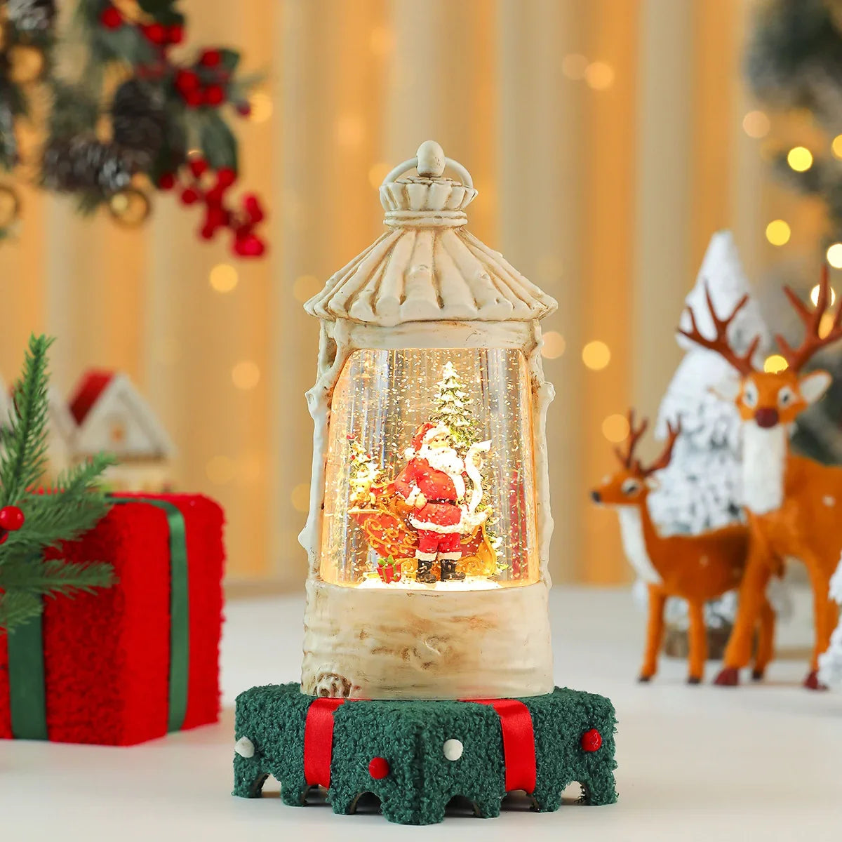 Holiday Lantern Built-In LED Warm Glow Indoor & Outdoor