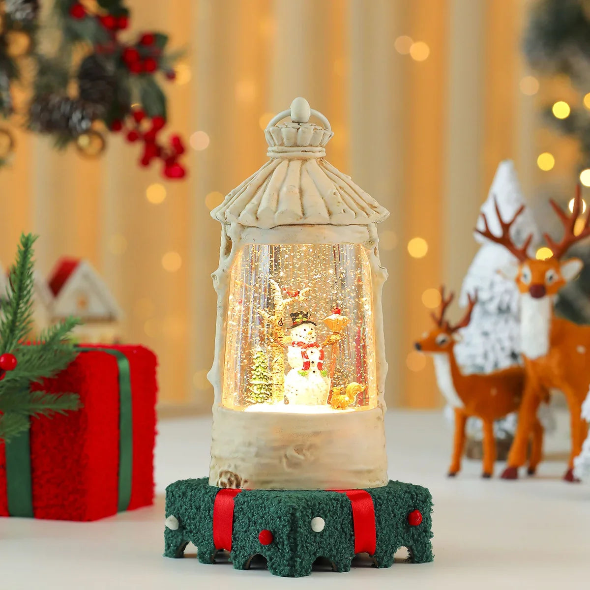 Holiday Lantern Built-In LED Warm Glow Indoor & Outdoor
