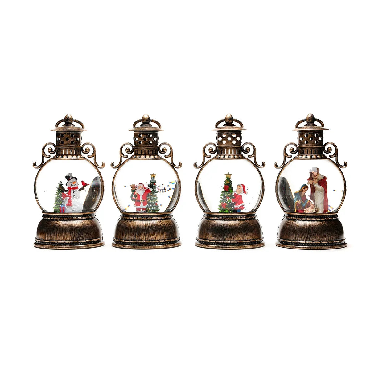 Holiday Lantern Glass Dome Winter Scene Battery Operated