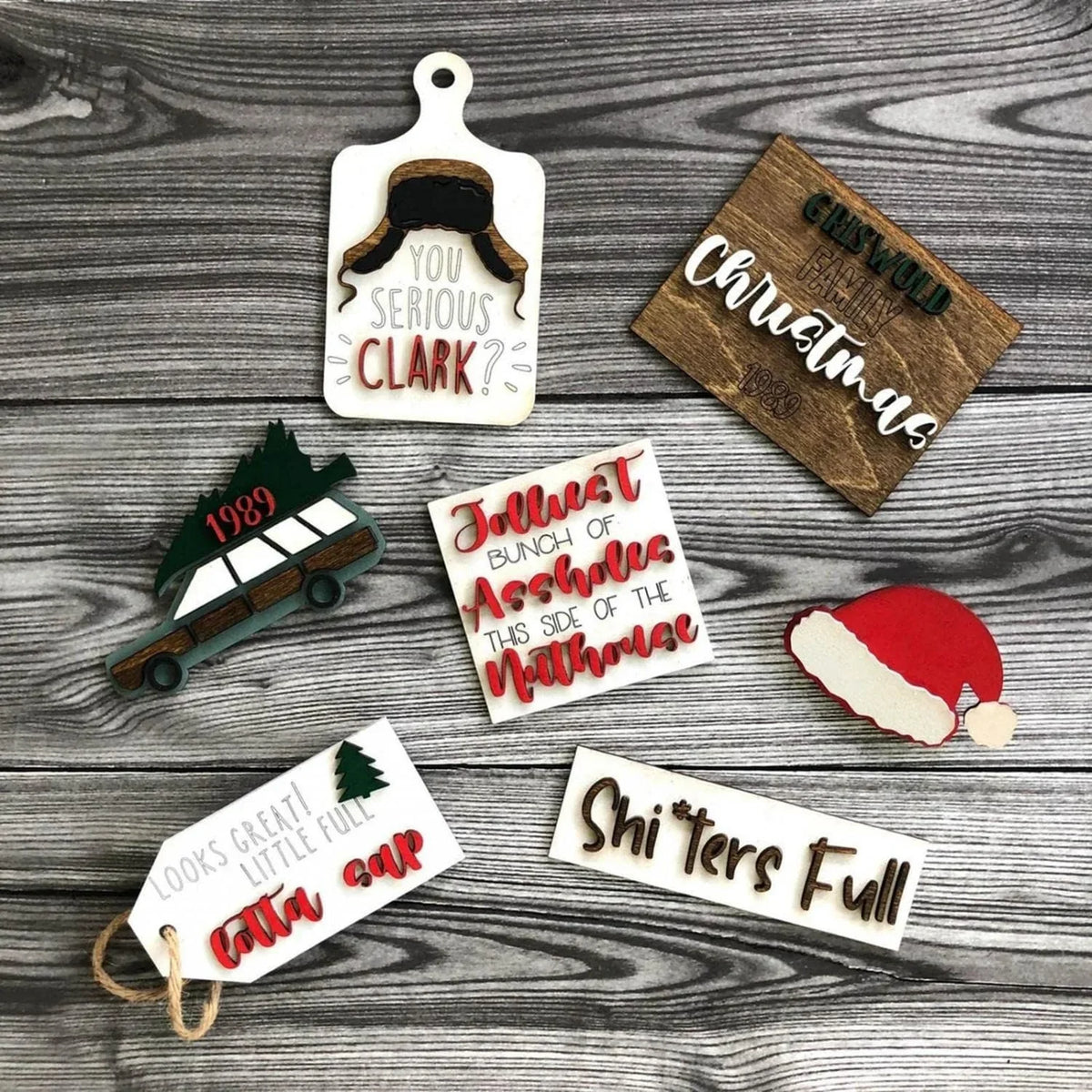 Holiday Sign Set Rustic Wood Indoor & Outdoor