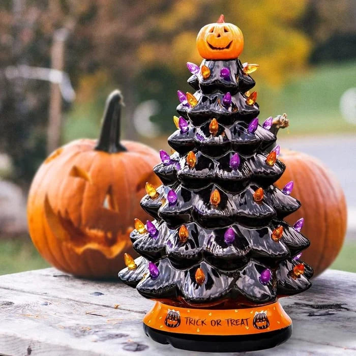 Holiday Tree Dual-Season LED Purple & Orange Battery-Powered