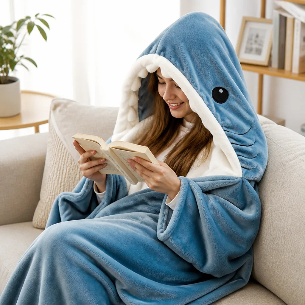 Hooded Blanket Shark Mouth Ultra-Soft Fleece