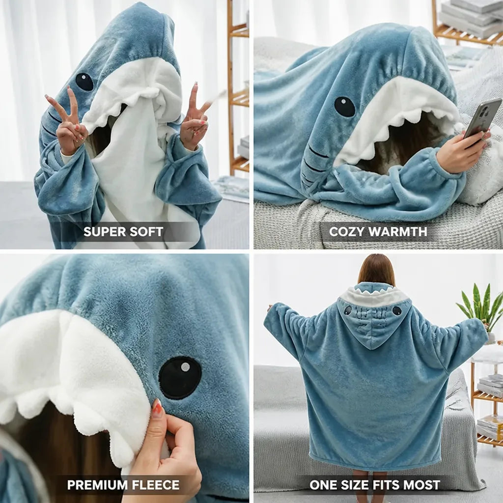 Hooded Blanket Shark Mouth Ultra-Soft Fleece