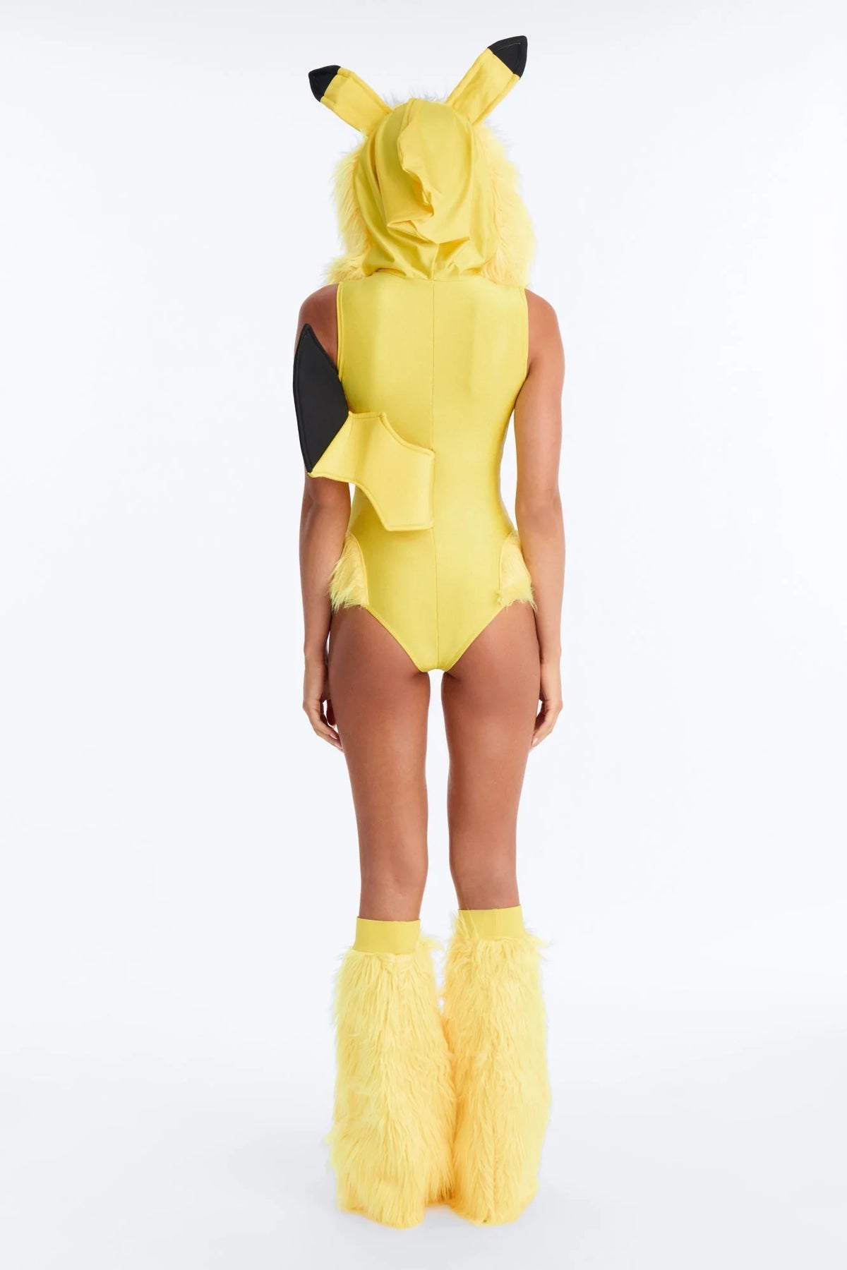 Hooded Bodysuit Costume Full-Body Zippered Fur-Trim Lightning Tail