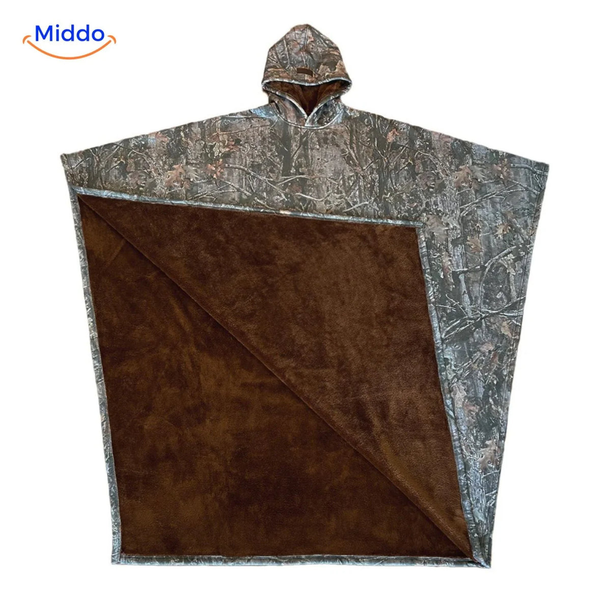 Hooded Cape Wool Blend Oversized Button Closure