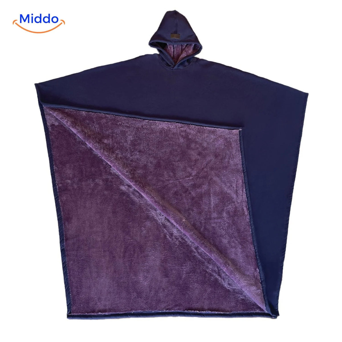 Hooded Cape Wool Blend Oversized Button Closure