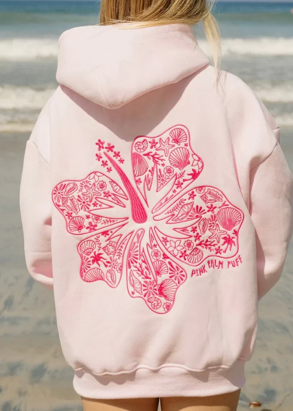 Hoodie Oversized Fit Tropical Print Warm Coverage