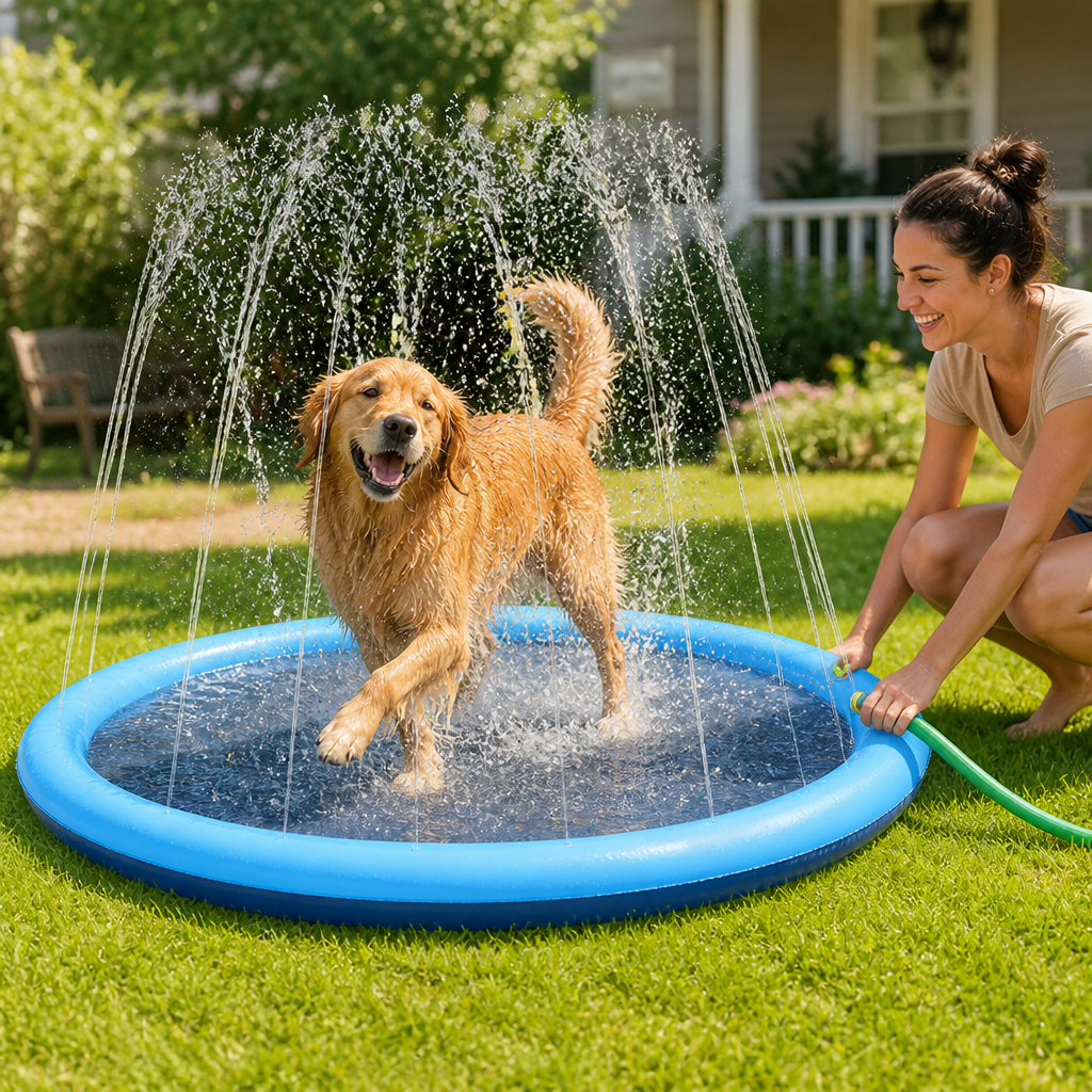 Hose-Connect Pet-Safe PVC Splash Pad (Foldable)