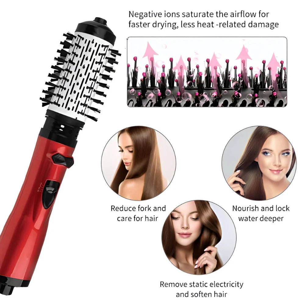 Hot Air Brush Rotating Ionic Two Interchangeable Heads