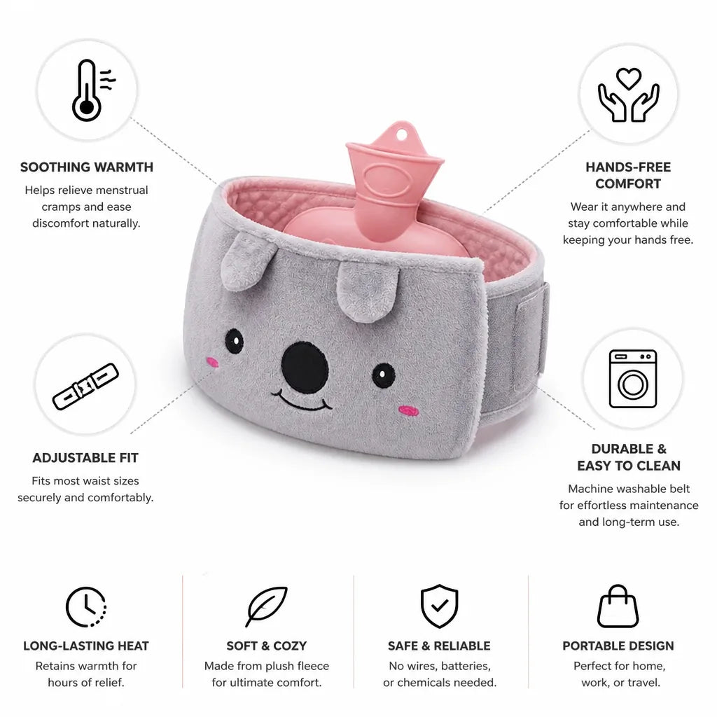 Hot Water Bottle Belt Hands-Free Adjustable Includes Bottle