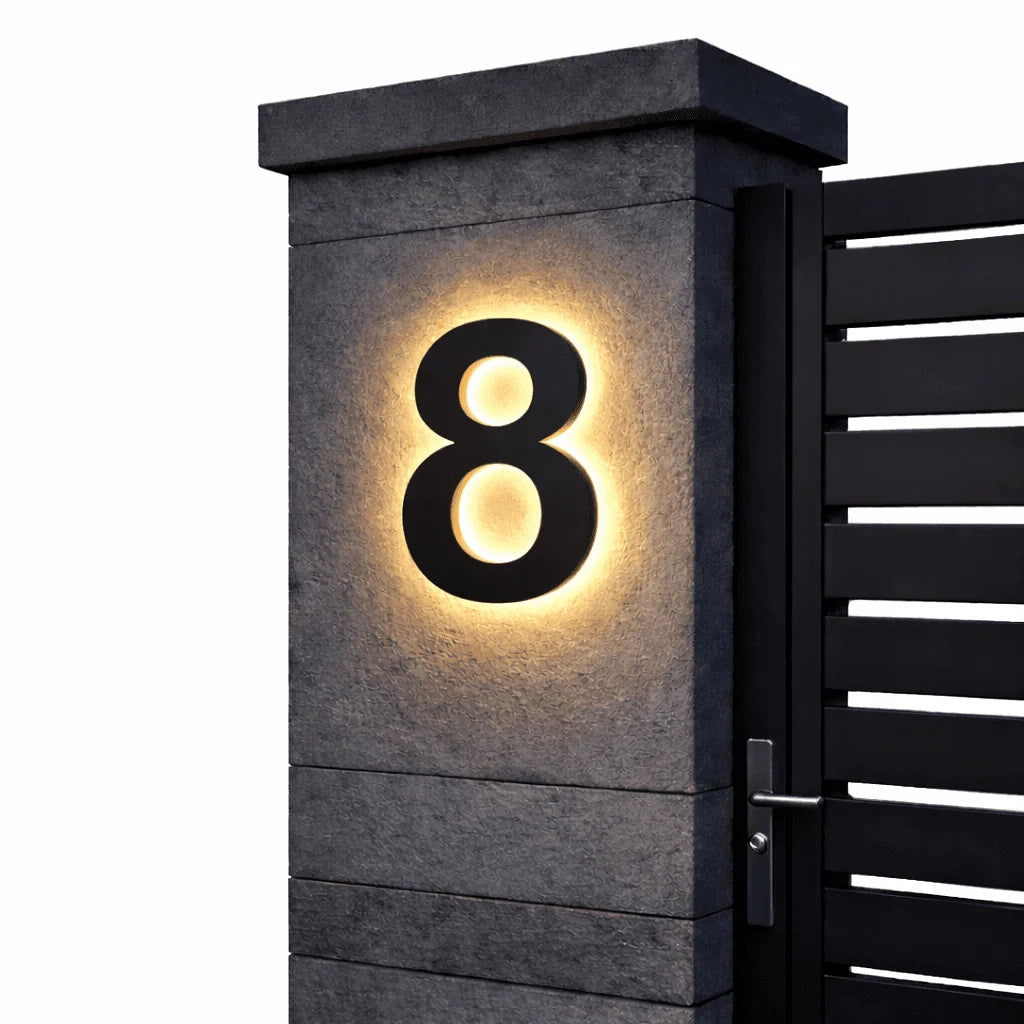 House Number Sign Backlit Metal & Acrylic IP68 Waterproof