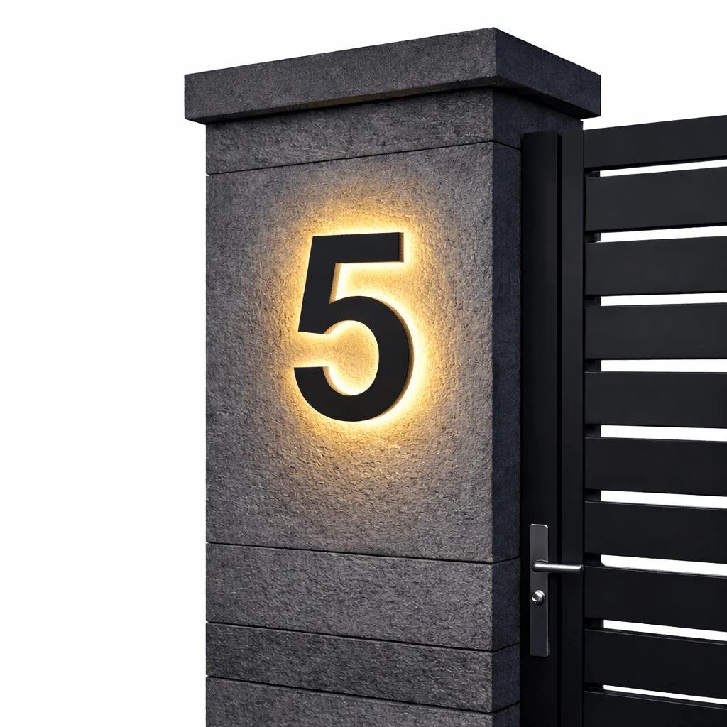 House Number Sign Backlit Metal & Acrylic IP68 Waterproof