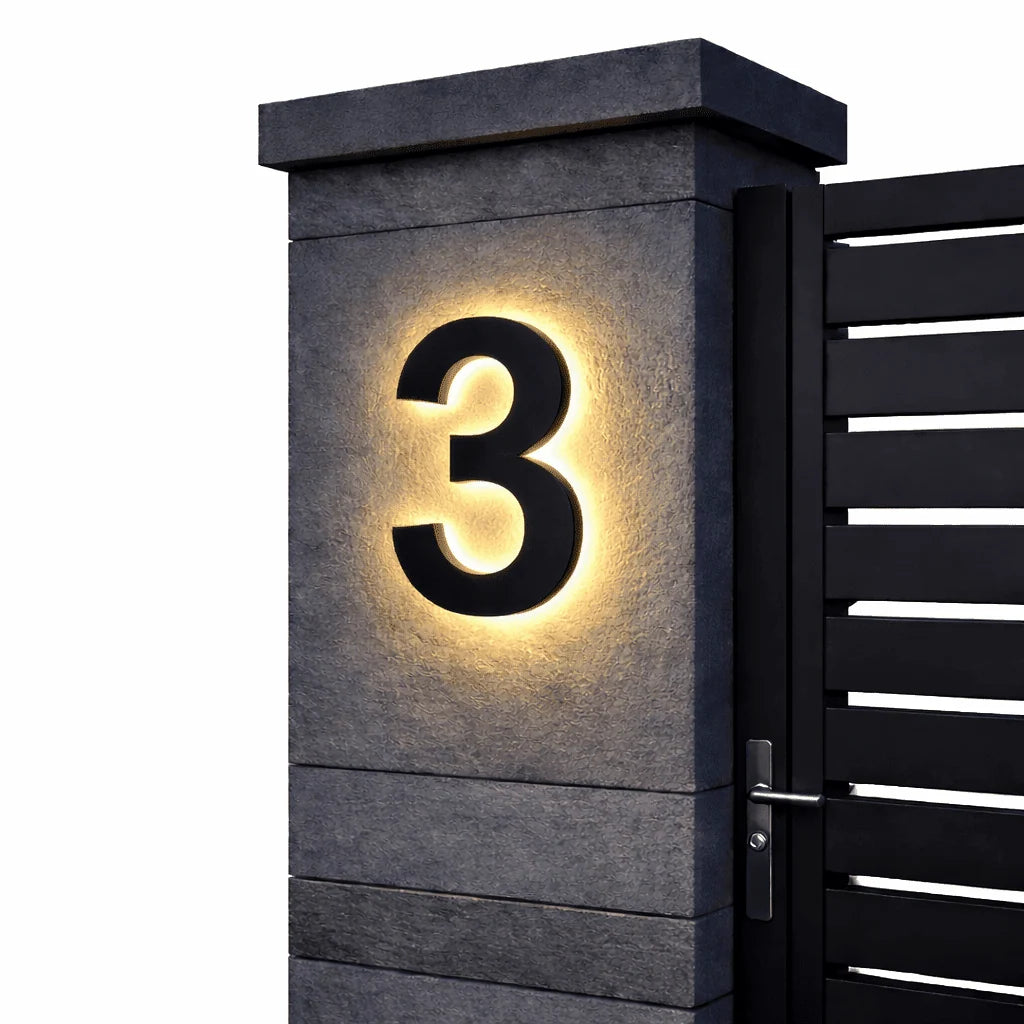 House Number Sign Backlit Metal & Acrylic IP68 Waterproof