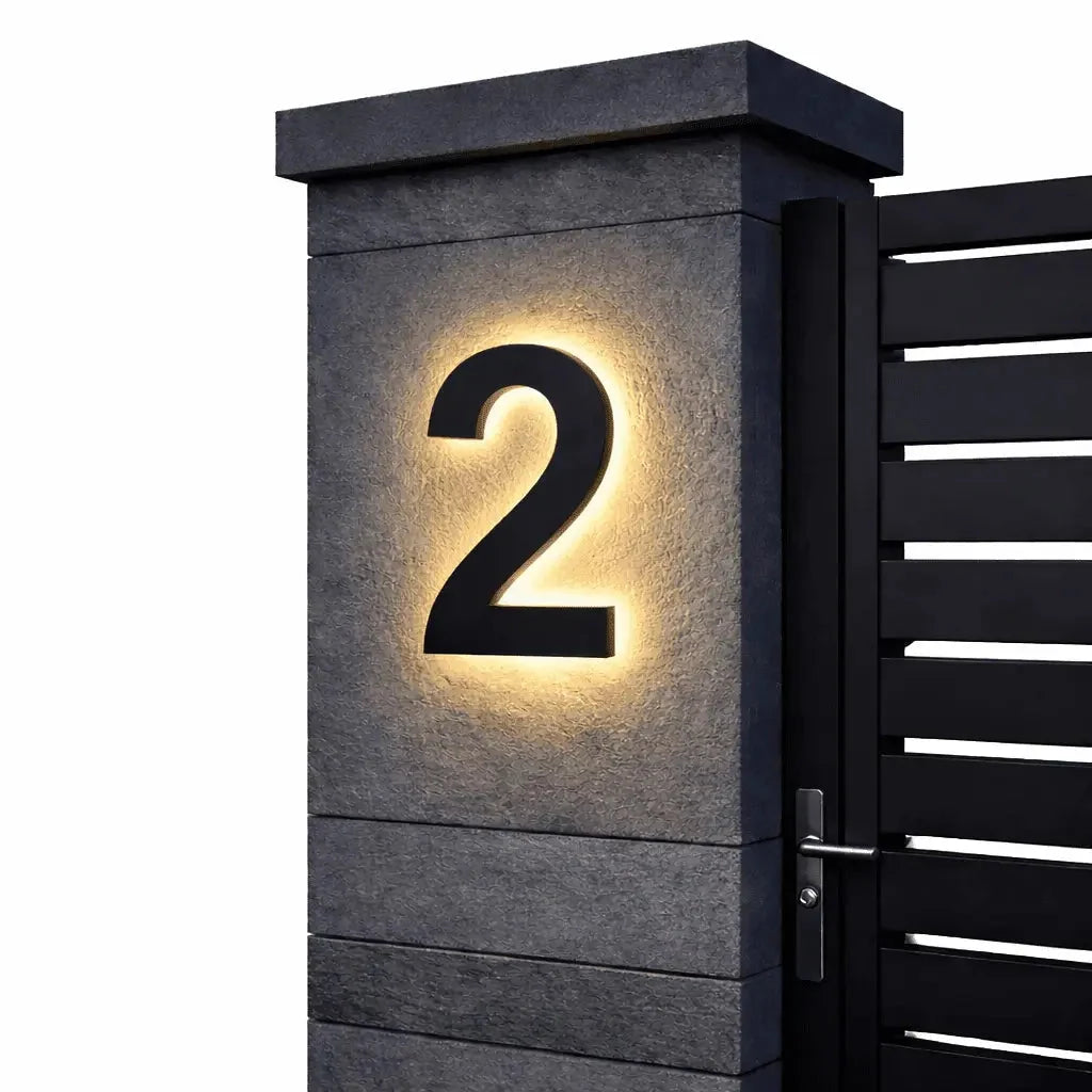 House Number Sign LED Backlit IP68 Waterproof Stainless Steel & Acrylic