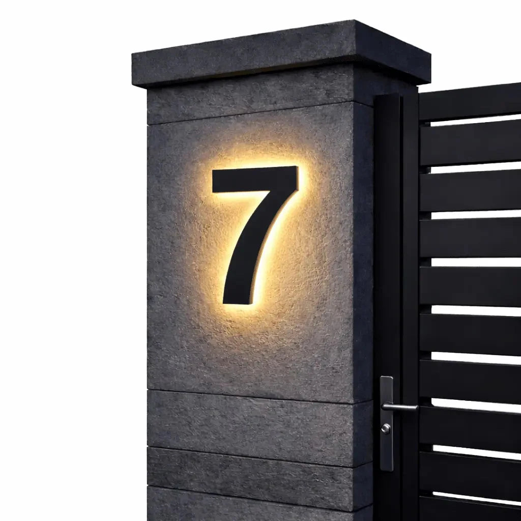 House Number Sign LED Backlit IP68 Waterproof Stainless Steel & Acrylic