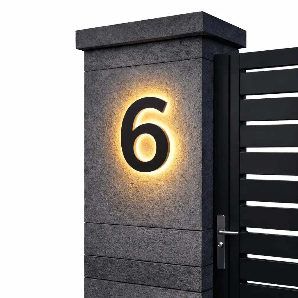 House Number Sign LED Backlit IP68 Waterproof Stainless Steel & Acrylic