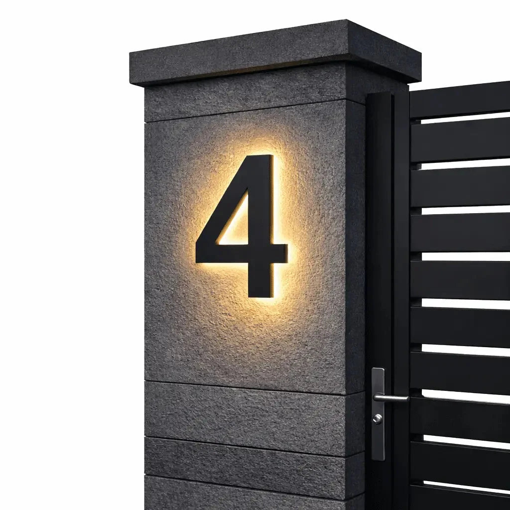 House Number Sign LED Backlit IP68 Waterproof Stainless Steel & Acrylic