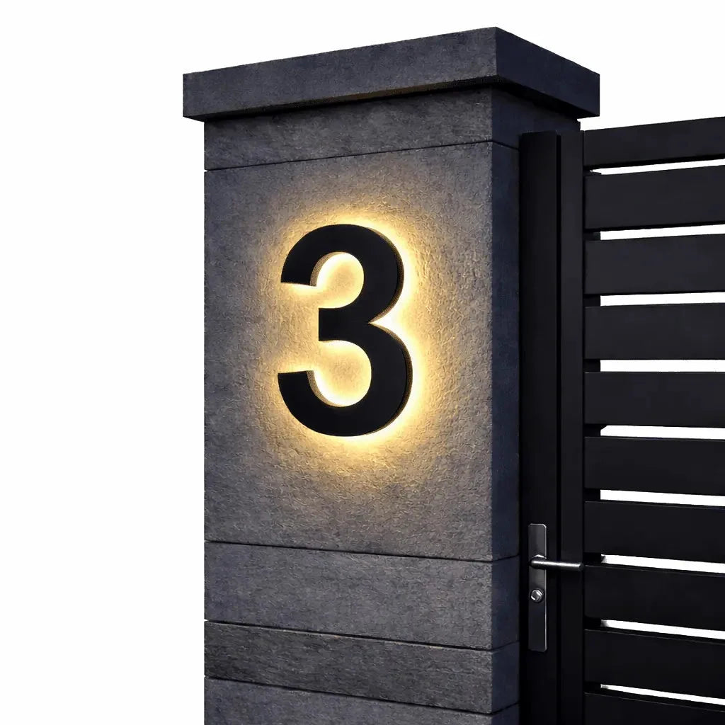 House Number Sign LED Backlit IP68 Waterproof Stainless Steel & Acrylic