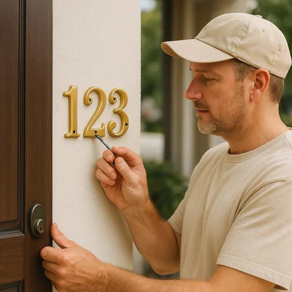House Number Solid Brass Classic Design Mounting Hardware Included