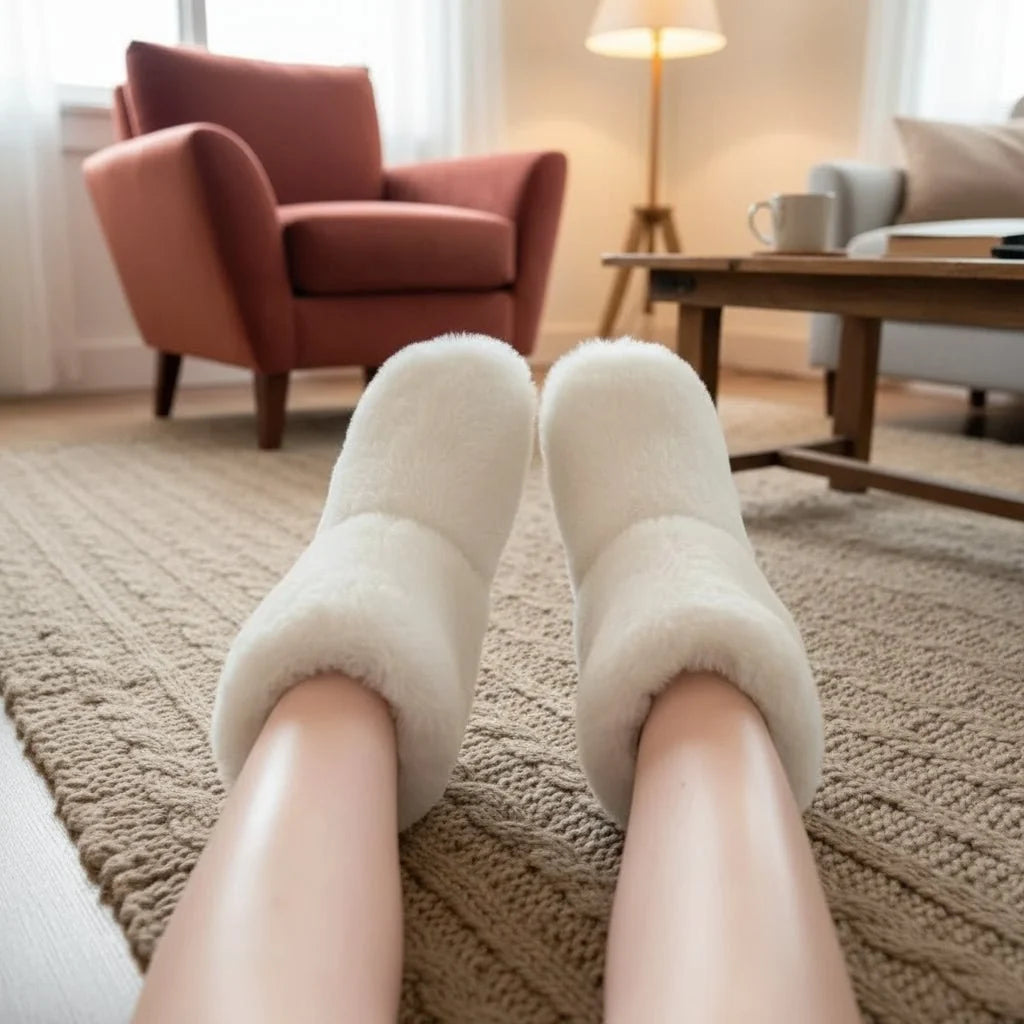House Slippers Plush Lined Cushioned Sole