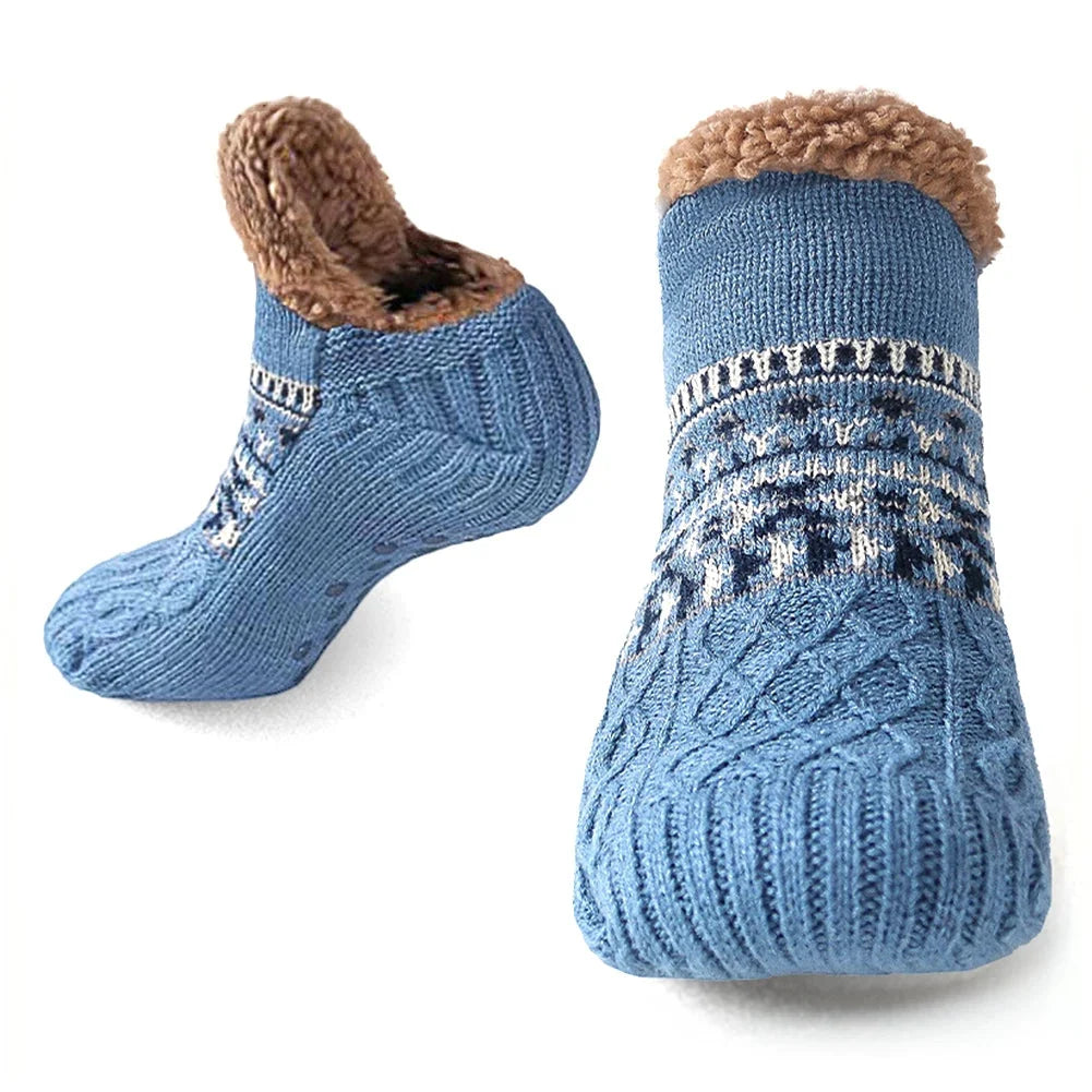 House Socks Knitted Fleece-Lined Non-Slip Sole