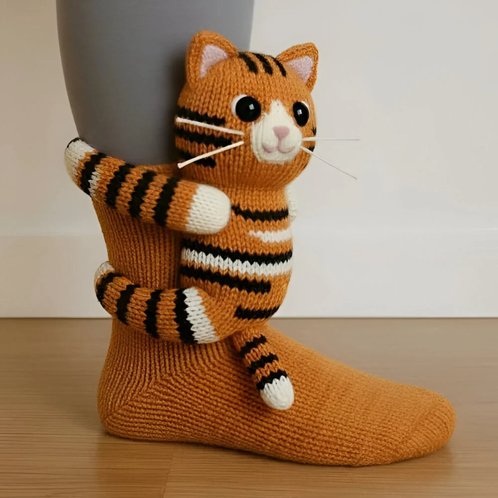 House Socks Plush Warmth Non-Slip Sole Animal Designs
