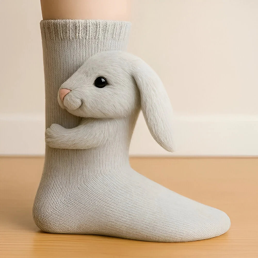 House Socks Plush Warmth Non-Slip Sole Animal Designs