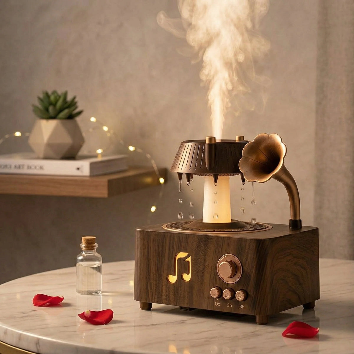 Humidifier Vintage Gramophone Design Aromatherapy Quiet Operation