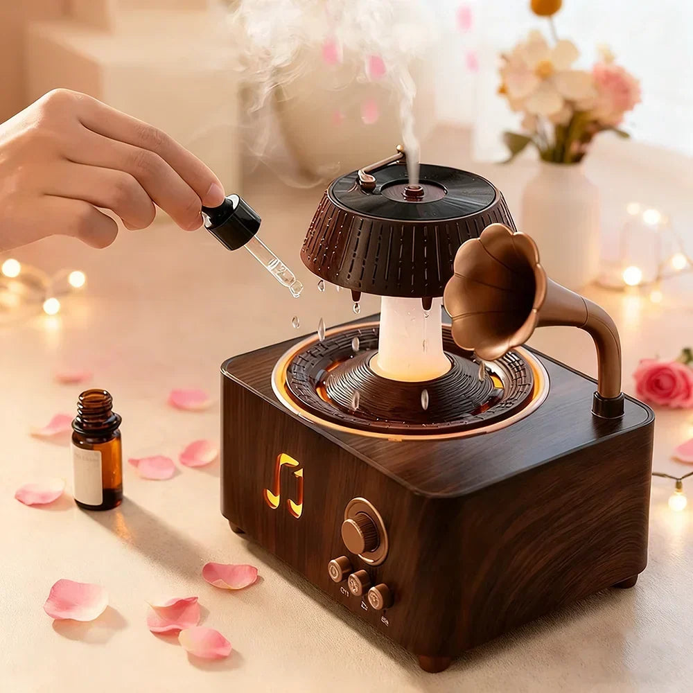 Humidifier Vintage Gramophone Design Aromatherapy Quiet Operation