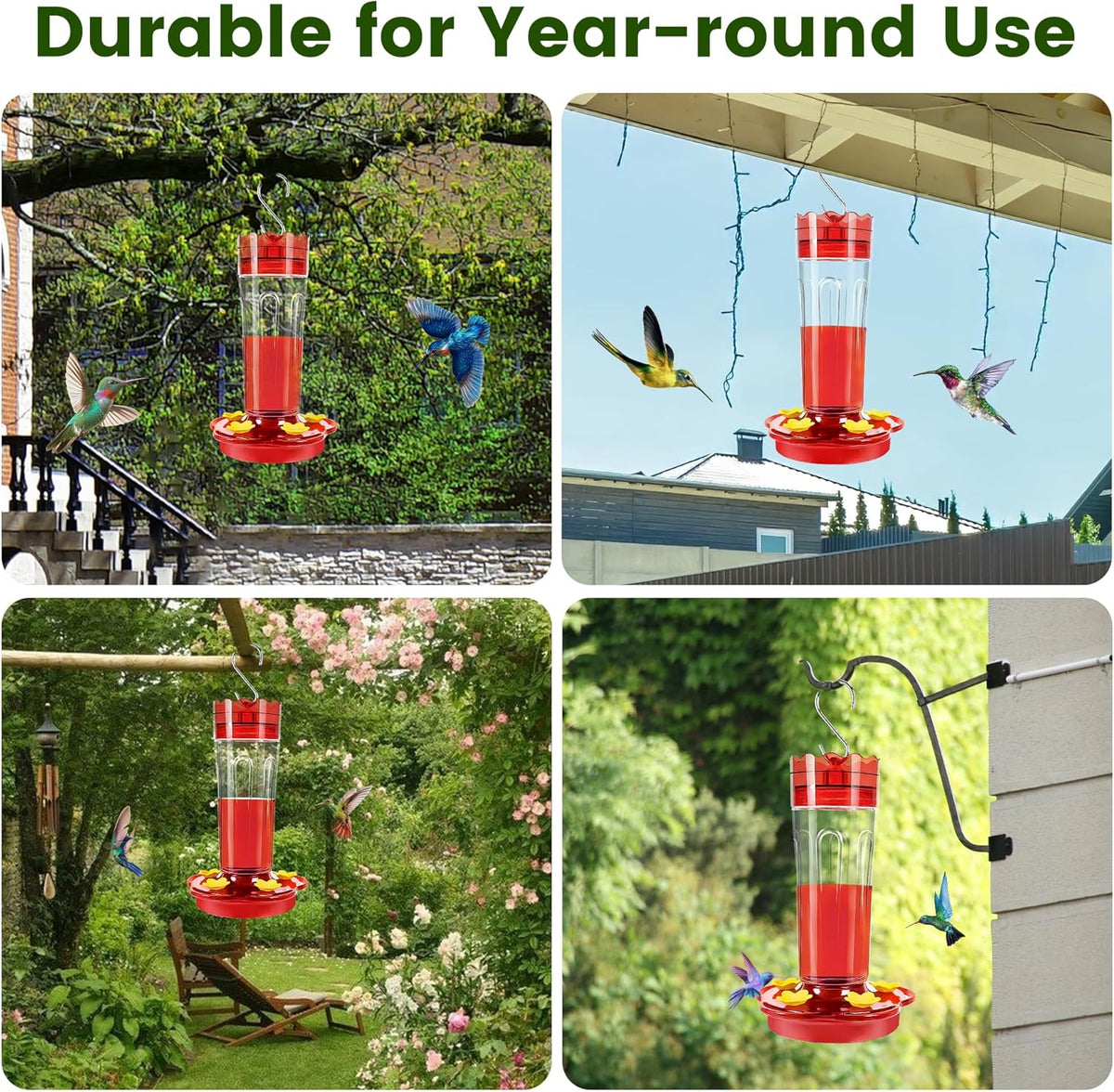 Hummingbird Feeder 15 Oz Leak-Resistant Built-In Ant Moat