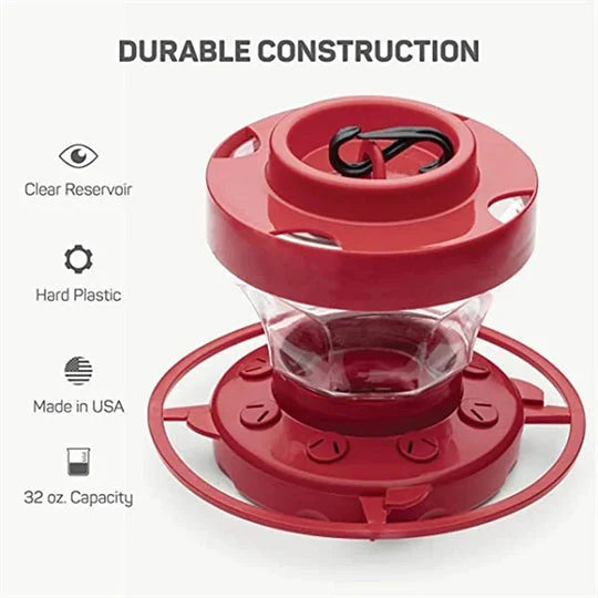 Hummingbird Feeder Bee-Proof Ports & Ant Moat 16 Oz