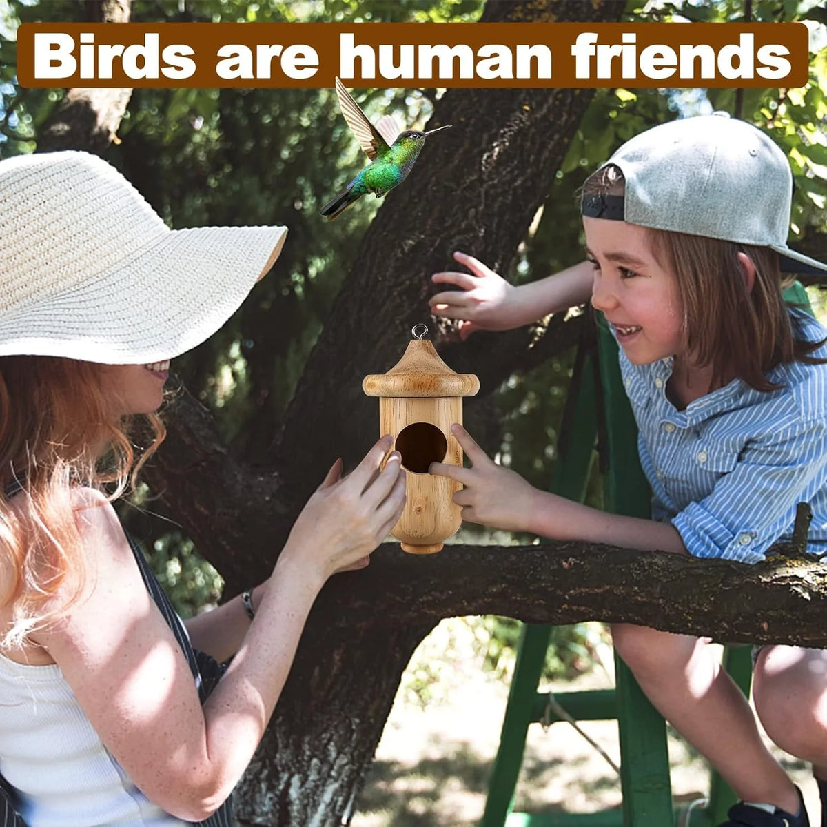 Hummingbird Nesting House Solid Pine Hinged Roof 3-Pack