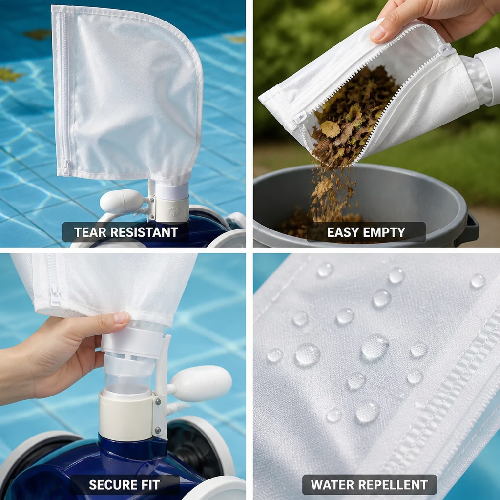 Hydrophobic Polyester Pool Cleaner Filter Bags (2-Pack)