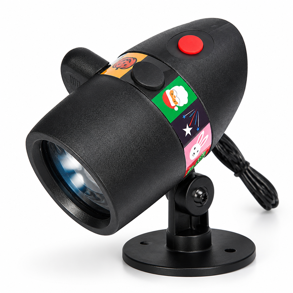 IP55 Waterproof 12-Pattern LED Laser Projector (Stake & Base Included)
