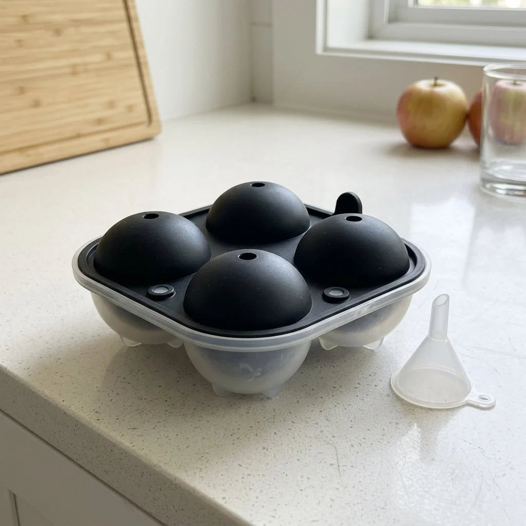 Ice Ball Mold Silicone 2.5-Inch Spheres Set of 4