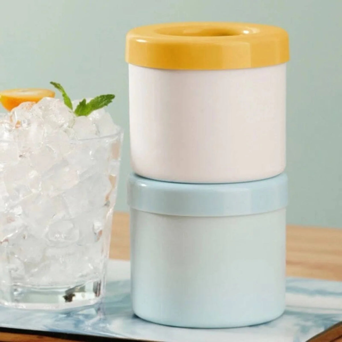 Ice Cube Tray Set Stackable Fitted Lids Flexible Base