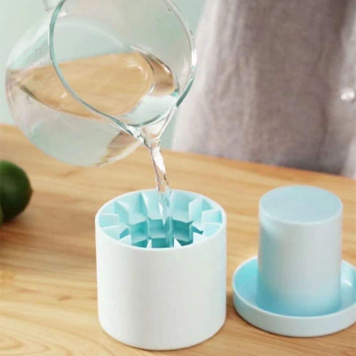 Ice Cube Tray Set Stackable Fitted Lids Flexible Base