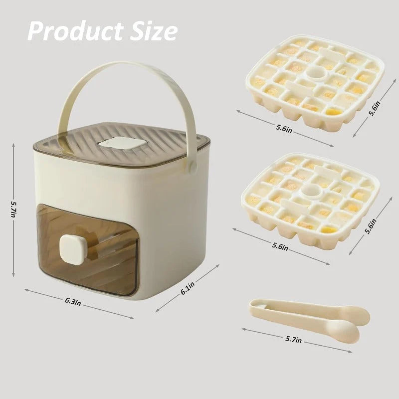 Ice Cube Tray Set Stackable Leakproof Lid 48-Cube Capacity