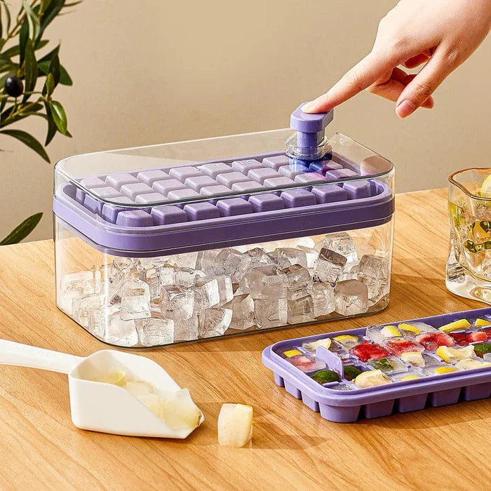 Ice Tray System Push Release Storage & Scoop