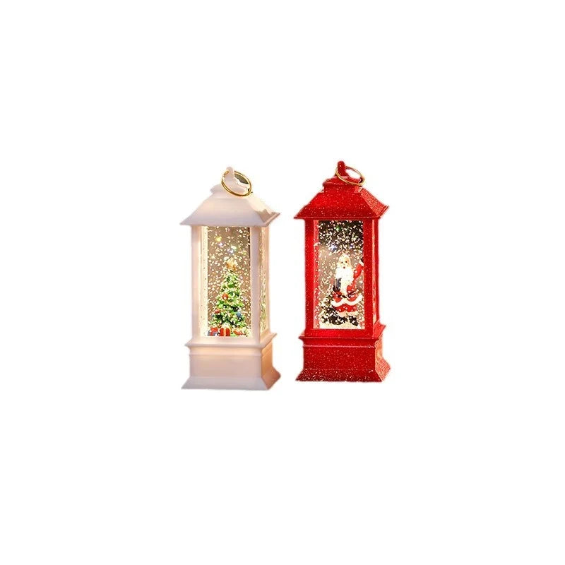 Illuminated Christmas Lantern Cordless Soft-Glow Snowman Scene