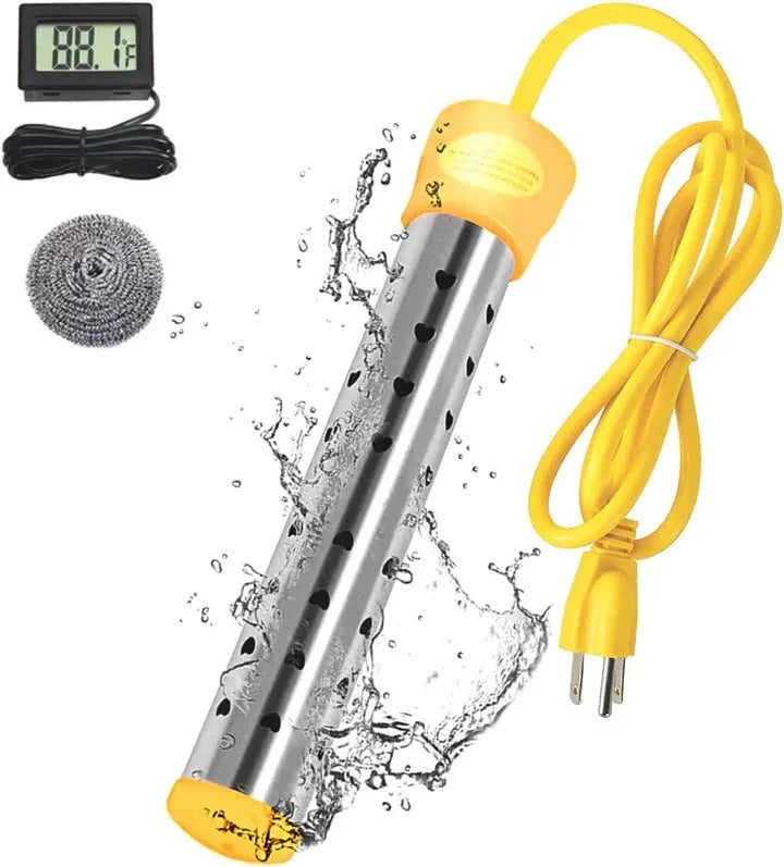 Immersion Water Heater 1500W Guarded Coil LCD Thermometer Included