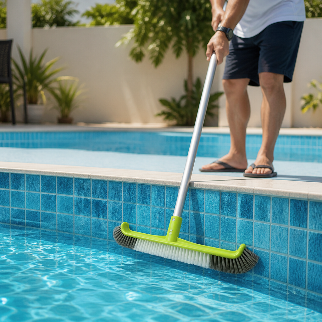 Impact-Resistant Curved-Edge Nylon-Bristle Pool Brush Head (17.5-Inch)