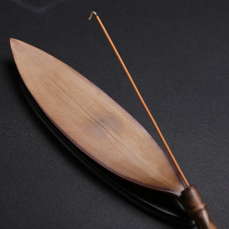 Incense Holder Wooden Bamboo Leaf Minimalist Design