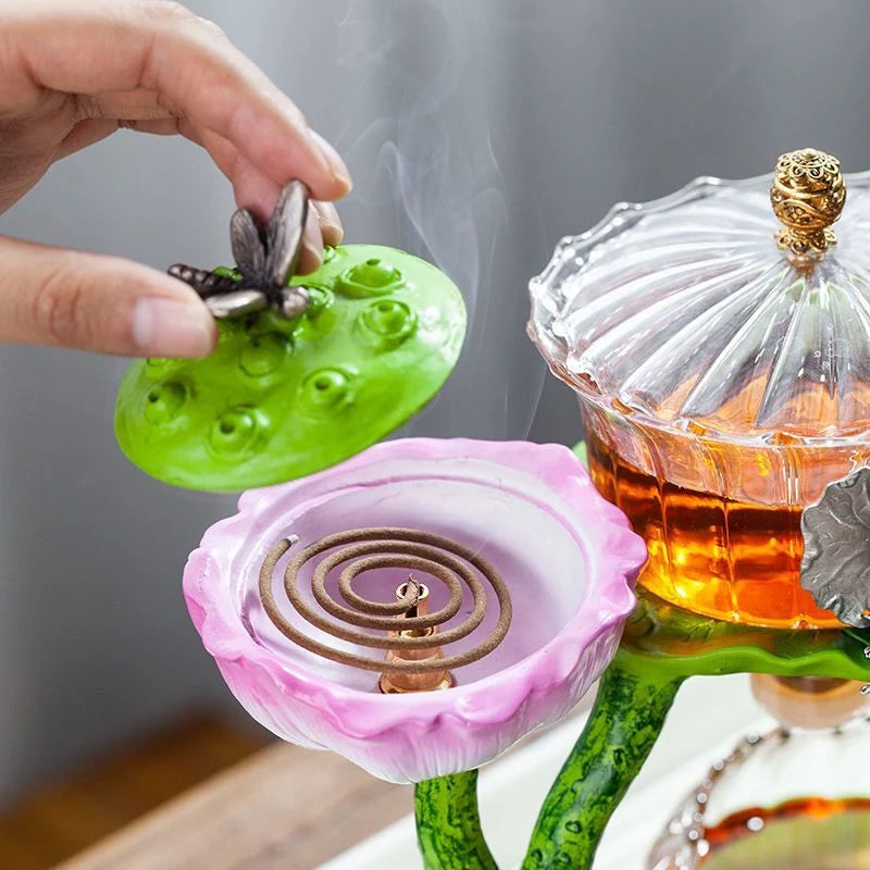 Incense Teapot Resin Glass Handcrafted Decor